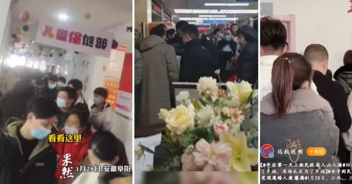 Hàng dài người đứng chờ nộp đơn ly hôn sau Tết Nguyên đán ở Trung Quốc
