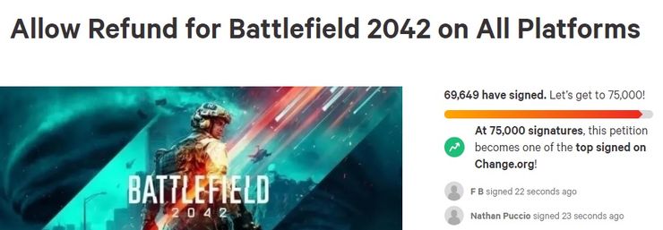 Gần trăm nghìn game thủ Battlefield 2042 yêu cầu EA hoàn tiền mua game