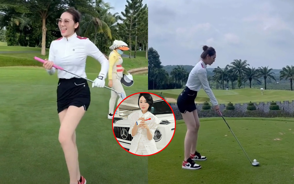Sau chia sẻ thích G63, TikToker Hoàng Kim Chi bất ngờ chơi golf: Cũng mặc váy ngắn khoe chân dài nhưng lạ lắm!