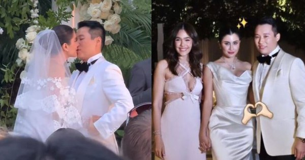 Hôn lễ bông hồng lai gợi cảm nhất Thái Lan: Cô dâu lau son giúp chú rể hơn 12 tuổi sau nụ hôn, bà hoàng Tbiz Chompoo Araya tới dự