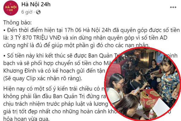 Đại diện fanpage Hà Nội 24h lên tiếng về việc dùng địa chỉ ''ảo'' khi kêu gọi quyên góp 4 tỷ cho nạn nhân vụ cháy