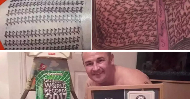 Người đàn ông xăm tên con gái lên cơ thể 667 lần, lập kỷ lục Guinness