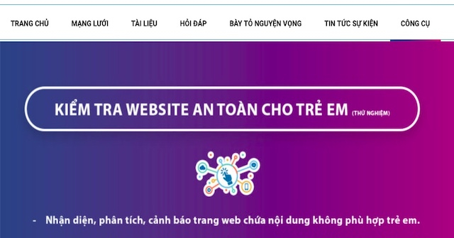 Website bảo vệ trẻ em do Bộ TT&TT quản lý, có tính năng 