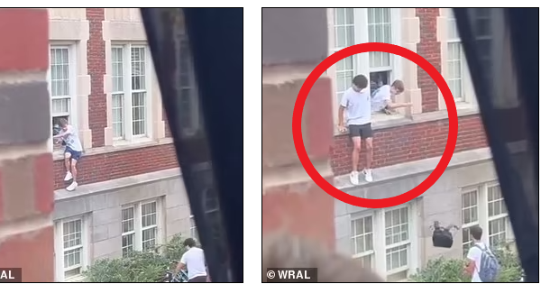 Khoảnh khắc các sinh viên sợ hãi nhảy khỏi cửa sổ trốn thoát kẻ tấn công trong vụ xả súng tại Mỹ