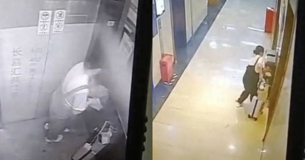 Đẩy vali vào thang máy, người phụ nữ bị camera ghi lại cảnh tượng ẩn chứa tội ác kinh khủng