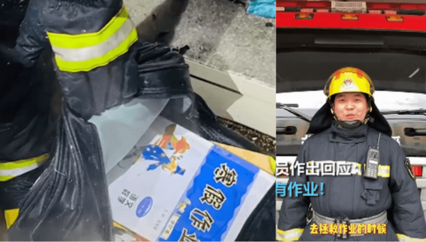 Trung Quốc: Cậu bé vứt bài tập vào đám cháy để 'lươn lẹo' nhưng lại được lính cứu hỏa lấy ra nguyên vẹn